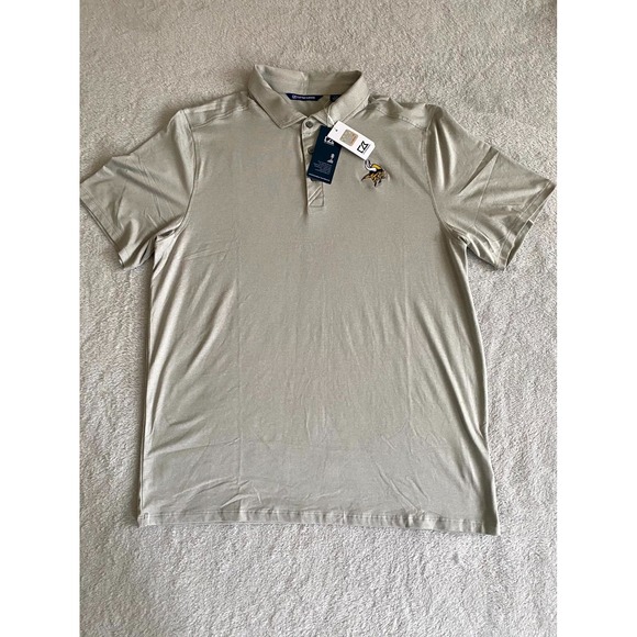 Cutter & Buck Coastline Epic Comfort Eco Polo Shirt Men L Gray Minnesota Vikings - Picture 2 of 7